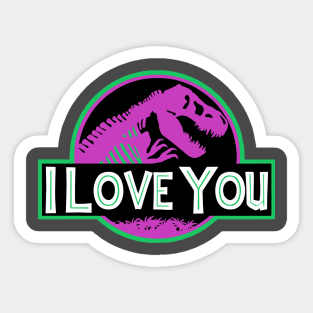 Barney - Jurassic Park Logo Parody - "I Love You, You Love Me" Sticker